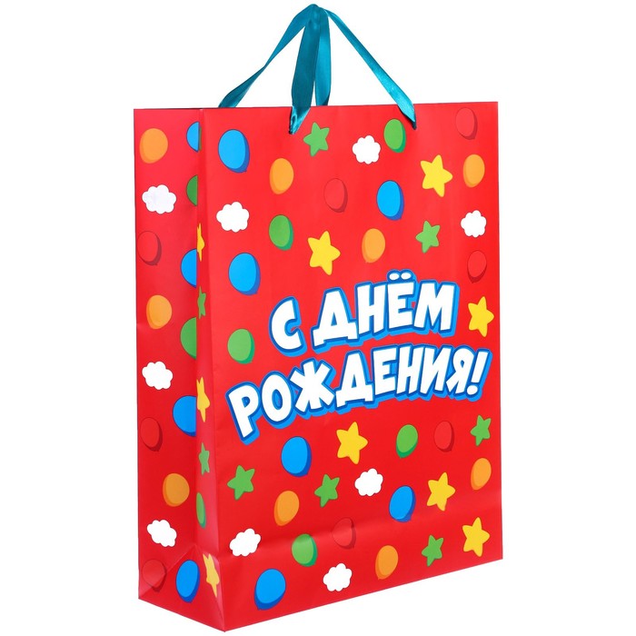 Пакет подарочный С Днем рождения 31х40х11.5 см, упаковка, Синий трактор 9240287