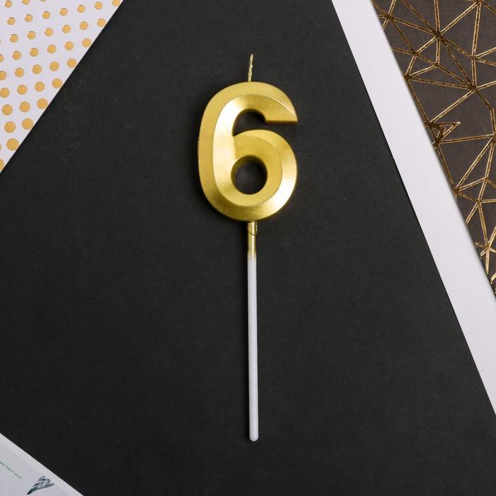 Свеча для торта, цифра «6», 11,5 х 2,3 см 5276858