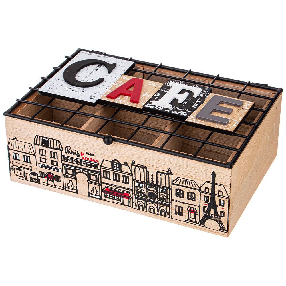 шкатулка для чая коллекция coffee tea time 24х16х7,5 см 124-199