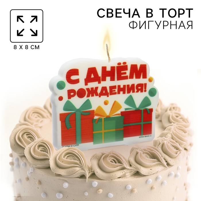 Свеча для торта  С днем рождения, 8 х 8 см, Чебурашка 9853001