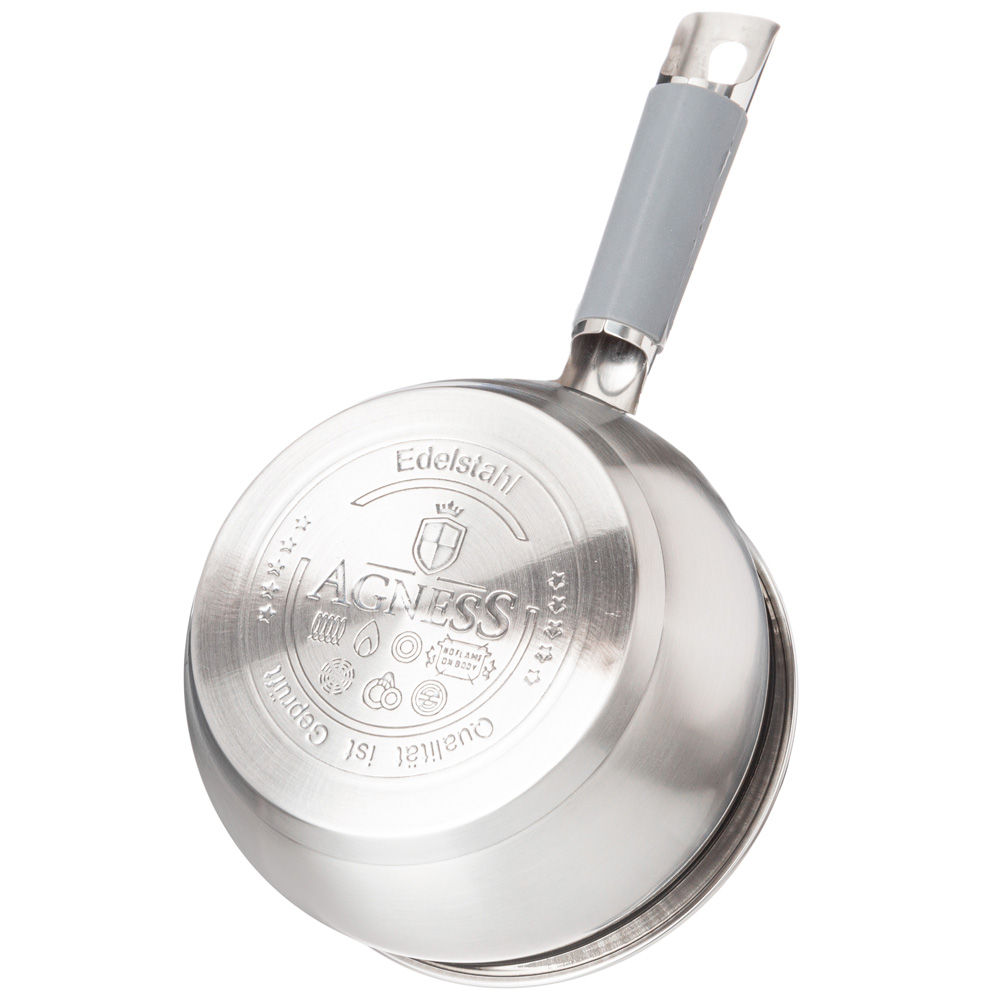 ковш agness со стекл. крышкой серия apple 1,9 л. 16x9.5 см цвет: серый 937-361