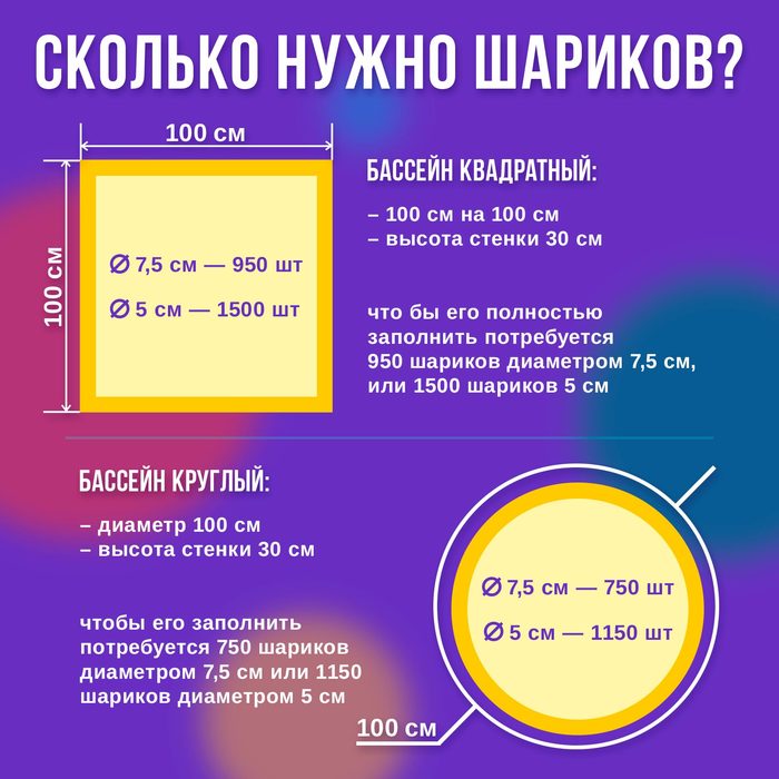 Шарики для сухого бассейна с рисунком, диаметр шара 7,5 см, набор 60 штук, разноцветные 1180349