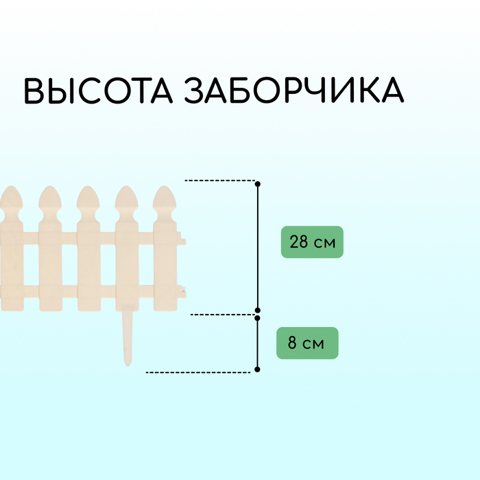 Ограждение декоративное, 30 ? 200 см, 4 секции, пластик, белое, «Штакетник» 2144340