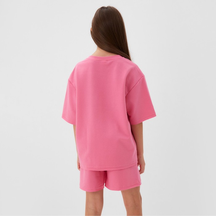Костюм детский (футболка, шорты) MINAKU: Casual Collection цвет розовый, рост 134 см 9846436