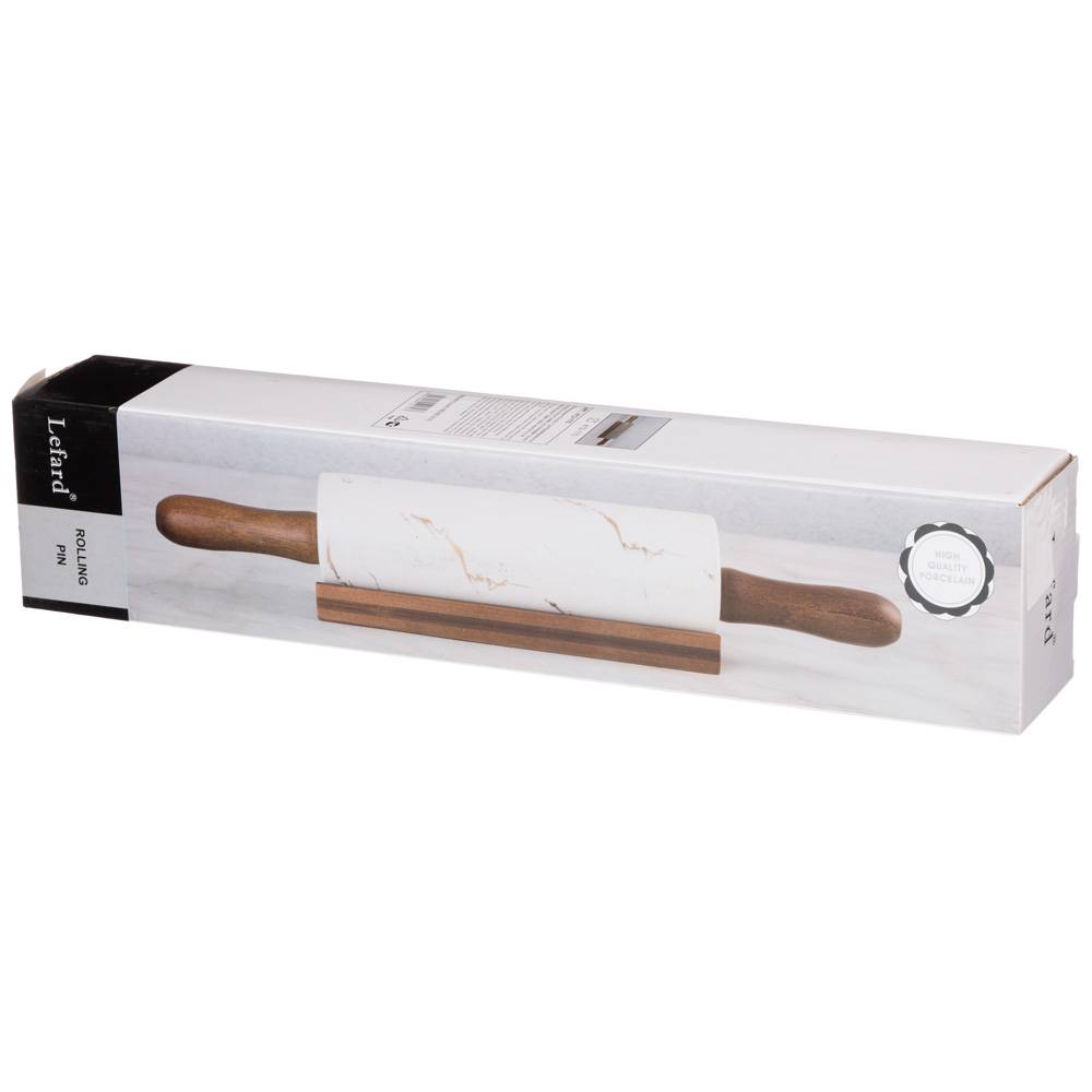 скалка с деревянными ручками на подставкеколлекция золотой мрамор цвет:gray 40,6х6,5х6,5 см 412-170