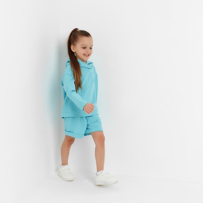 Костюм детский (толстовка, шорты) KAFTAN Basic line, рост 122-128, бирюзовый меланж 7599313