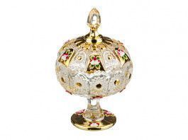 конфетница с крышкой lefard gold glass диаметр 11 см высота 18,5 см 195-110
