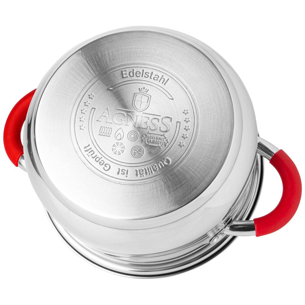 кастрюля agness со стекл. крышкой серия classic 2,6 л. 18х11,5 см 937-421