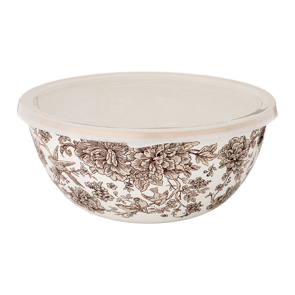 миска agness эмалированная с пластиковой крышкой, серия royal garden 20 х 9 см / 1,7л 950-090
