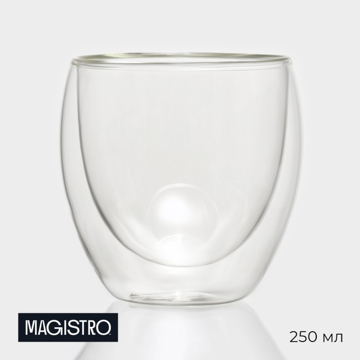 Стакан стеклянный с двойными стенками Magistro «Поль», 250 мл, 8,3x9 см 5433170