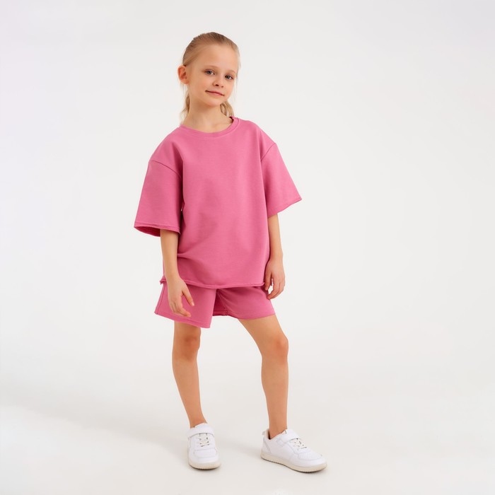 Костюм детский (футболка, шорты) MINAKU: Casual Collection цвет пудровый, рост 104 7695358