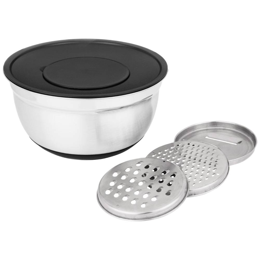 мискаagness 6 в 1 с крышкой с 3-мя съемными тёрками,24 см, 2,25 л. противоскользящее дно 880-128