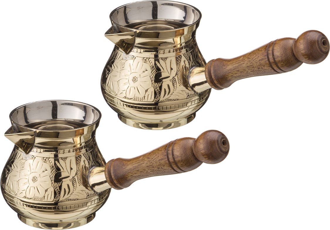 набор турок резных из 2 шт латунь диаметр 7 см высота 8 см 280 мл 877-032