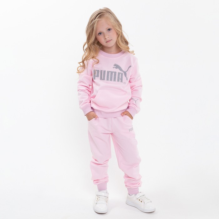 Костюм для девочки PUMA (свитшот, брюки), цвет розовый, рост 122 см (7 лет) 9192833