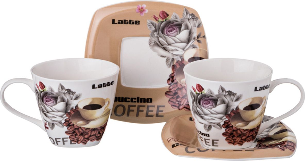 чайный набор на 2 персоны coffee latte 4пр. 220 мл 165-371