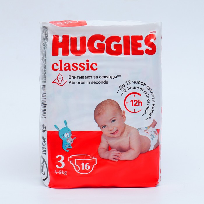 Подгузники HUGGIES Classic (4-9 кг), 16 шт 2252832