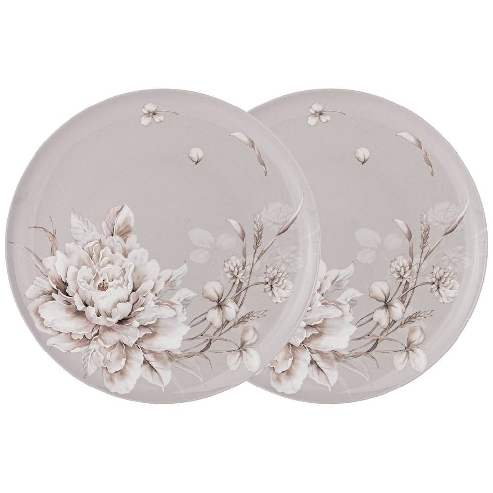 набор тарелок обеденныхlefard white flower 2 шт 25,5 см серый 415-2130