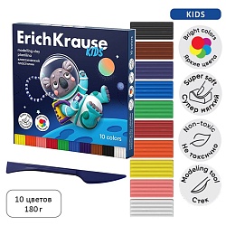 Пластилин 10 цветов, 180 г, ErichKrause Kids Space Animals, со стеком, в картонной упаковке, Пластилин 10 цветов, 180 г, ErichKrause Kids Space Animals, со стеком, в картонной упаковке 10326399