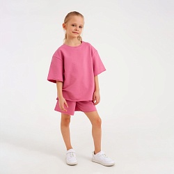 Костюм детский (футболка, шорты) MINAKU: Casual Collection цвет пудровый, рост 116, Костюм детский (футболка, шорты) MINAKU: Casual Collection цвет пудровый, рост 116 7695360