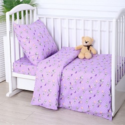 Постельное бельё BABY Зайчики, цвет сиреневый, 112х147см,110х150см, 60х60см, бязь 142гр/м, 100% хлопок, Постельное бельё BABY Зайчики, цвет сиреневый, 112х147см,110х150см, 60х60см, бязь 142гр/м, 100% хлопок 9485550