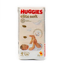 Подгузники Huggies Elite Soft 4, (8-14) кг, 54 шт, Подгузники Huggies Elite Soft 4, (8-14) кг, 54 шт 9823727