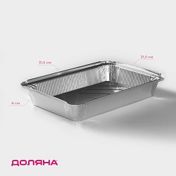 Форма из фольги для выпечки и запекания Доляна, 2,1 л, 31,5x21,5x6 см, Форма из фольги для выпечки и запекания Доляна, 2,1 л, 31,5x21,5x6 см 3090606