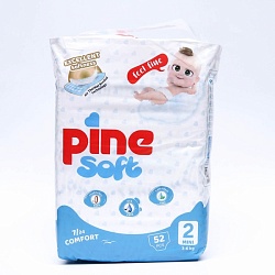 Подгузники детские Pine Soft 2 Mini (3 - 6 kg), 52 шт, Подгузники детские Pine Soft 2 Mini (3 - 6 kg), 52 шт 9197589