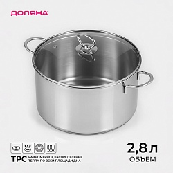 Кастрюля из нержавеющей стали «Грейт», 2,8 л, капсульное дно, индукция, Кастрюля из нержавеющей стали «Грейт», 2,8 л, капсульное дно, индукция 9929587