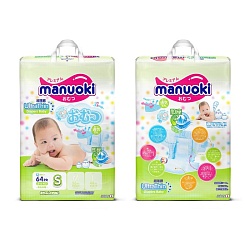 Подгузники Manuoki Ultrathin S (3-6 кг), 64 шт, Подгузники Manuoki Ultrathin S (3-6 кг), 64 шт 3388555