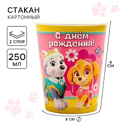 Стакан бумажный «С Днем Рождения!», 250мл, Щенячий патруль, Стакан бумажный «С Днем Рождения!», 250мл, Щенячий патруль 4265735