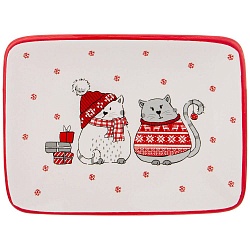 Новогодние блюда, блюдо для сервировки стола коллекция christmas gift 20x15.3x2.3 см 230-406