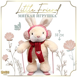 Мягкая игрушка Little Friend, зайка на лыжах, красный шарф, 38 см, Мягкая игрушка Little Friend, зайка на лыжах, красный шарф, 38 см 9905625