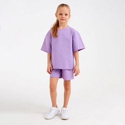 Костюм детский (футболка, шорты) MINAKU: Casual Collection цвет лиловый, рост 116, Костюм детский (футболка, шорты) MINAKU: Casual Collection цвет лиловый, рост 116 7695350