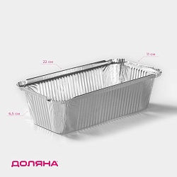 Форма из фольги для выпечки и запекания Доляна, 900 мл, 22x11x6,5 см, Форма из фольги для выпечки и запекания Доляна, 900 мл, 22x11x6,5 см 3090604