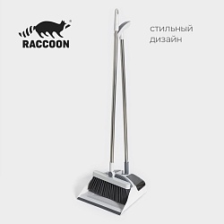 Щётка для пола Raccoon: совок 28x27x89 см, щётка 23x94 см, цвет белый, Щётка для пола Raccoon: совок 28x27x89 см, щётка 23x94 см, цвет белый 7472763