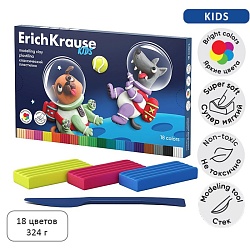 Пластилин 18 цветов, 324 г, ErichKrause Kids Space Animals, со стеком, в картонной упаковке, Пластилин 18 цветов, 324 г, ErichKrause Kids Space Animals, со стеком, в картонной упаковке 10326403