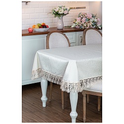 Скатерти для гостиной и кухни, скатерть ричард 160х300см, 100 проц п/э, с кружевом, мятный, жаккард 850-880-98