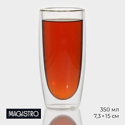 Стакан стеклянный с двойными стенками Magistro «Поль. Дуо», 350 мл, 7,3x15 см, Стакан стеклянный с двойными стенками Magistro «Поль. Дуо», 350 мл, 7,3x15 см 3600756