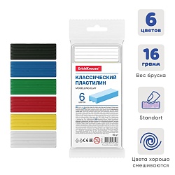 Пластилин 6 цветов 96 г ErichKrause, европодвес, экономичная упаковка, Пластилин 6 цветов 96 г ErichKrause, европодвес, экономичная упаковка 7007684