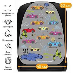Накидка на сиденье автомобильное Cartage Машинки, ПВХ, 60х45 см, европодвес, Накидка на сиденье автомобильное Cartage Машинки, ПВХ, 60х45 см, европодвес 7519547