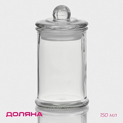 Банка стеклянная для хранения сыпучих продуктов Доляна «Стелла», 150 мл, 6x11,5 см, Банка стеклянная для хранения сыпучих продуктов Доляна «Стелла», 150 мл, 6x11,5 см 1204955