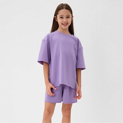Костюм детский (футболка, шорты) MINAKU: Casual Collection цвет лиловый, рост 134 см, Костюм детский (футболка, шорты) MINAKU: Casual Collection цвет лиловый, рост 134 см 9846426