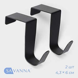 Крючки надверные SAVANNA Black Loft, 2 шт, металл, 4,3x6x2,5, цвет чёрный, Крючки надверные SAVANNA Black Loft, 2 шт, металл, 4,3x6x2,5, цвет чёрный 9936820