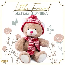 Новогодняя мягкая игрушка Little Friend, мишка в шапке и шарфе, на новый год , 23 см, Новогодняя мягкая игрушка Little Friend, мишка в шапке и шарфе, на новый год , 23 см 9905643