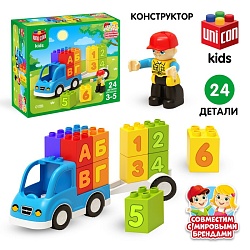 Конструктор машина UNICON kids, 24 детали, 3+, Конструктор машина UNICON kids, 24 детали, 3+ 9468367