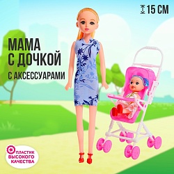 Кукла-модель «Мама с дочкой» с коляской, МИКС, Кукла-модель «Мама с дочкой» с коляской, МИКС 462639