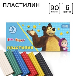 Пластилин Маша и Медведь, 6 цветов, 90 г, Пластилин Маша и Медведь, 6 цветов, 90 г 4349447