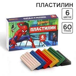 Пластилин 6 цветов 60 г Человек паук, Пластилин 6 цветов 60 г Человек паук 9514547