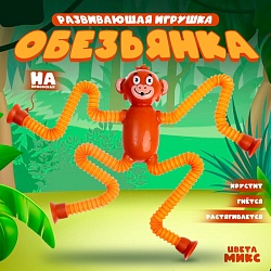 Развивающая игрушка «Обезьянка» с присосками, цвета МИКС, Развивающая игрушка «Обезьянка» с присосками, цвета МИКС 9412169