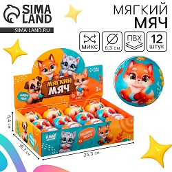 Мяч детский мягкий «Твои друзья» 6,3см , в шоубоксе, Мяч детский мягкий «Твои друзья» 6,3см , в шоубоксе 9798083